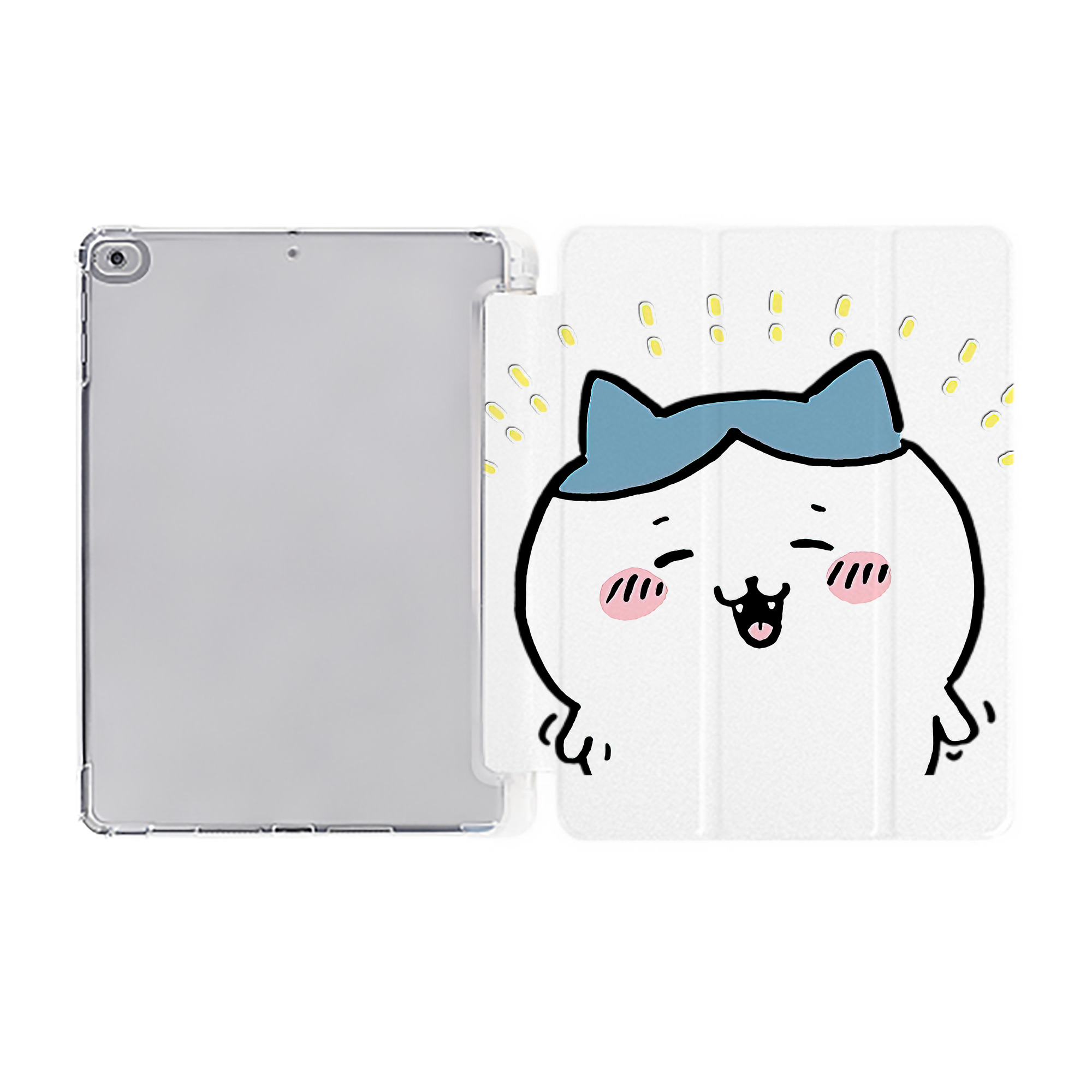（画像用） ちいかわ ハチワレ Chii-kawa hachiware IPad ケース ペン収納付き 三つ折りスタンド PUレザー×シリコン 対応機種9.5/10.5/10.9インチ